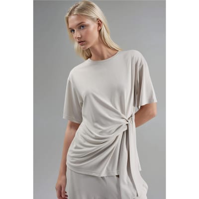 Losse Fit Crew Neck Modal Blouse met Strikdetail
