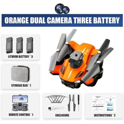 P11 Pro Drone 8k Profesional 5000m 30 Minuten GPS ESC Dual-Camera Omnidirectionele Obstakel vermijden Quadrotor Drone voor Kinderen Geschenk Speelgoed 3 battery oranje