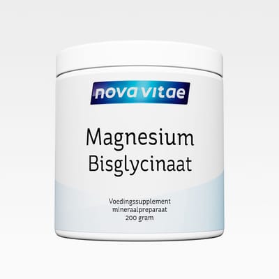 Nova Vitae - Magnesium Bisglycinaat - Poeder - 11% Elementair Magnesium - 200 gram = 400 capsules