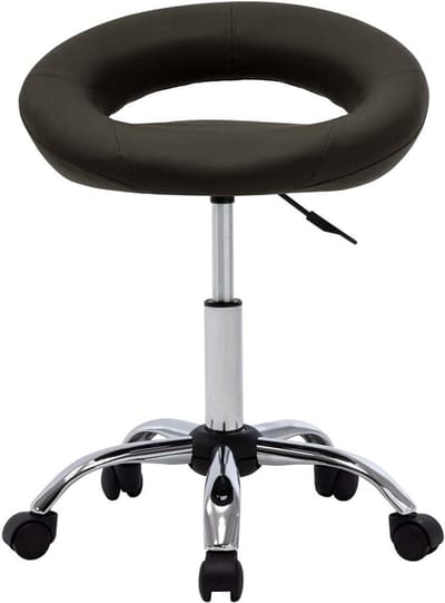 Werkkruk met rugleuning - Stoel op wielen - Comfortabel werken - Gasveer hoogteverstelling - 46 x 43 cm - Bruin