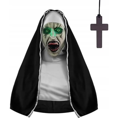 Lichtgevend masker non valak nun horror kostuum halloween kruis led