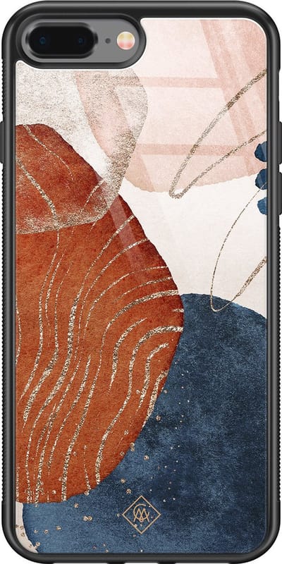 Casimoda® hoesje - Geschikt voor iPhone 8 Plus - Abstract Terracotta - Luxe Hard Case Zwart - Backcover telefoonhoesje - Multi