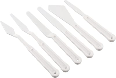 Praktische 5-delige Paletmes Set voor Schilderen - Witte Plastic Spatels voor Kunstenaars, Perfect voor Verf Menging en Pigmenten