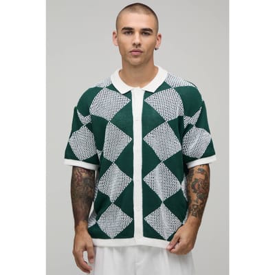 Gebreid Shirt Met Ontspannen Pasvorm En Open Haaksteek | Green | Size XS