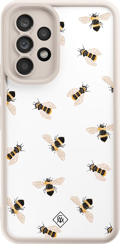 Casimoda® hoesje - Geschikt voor Samsung Galaxy A53 - Bee Happy - Zwart TPU Backcover - Geen opdruk - Bruin/beige