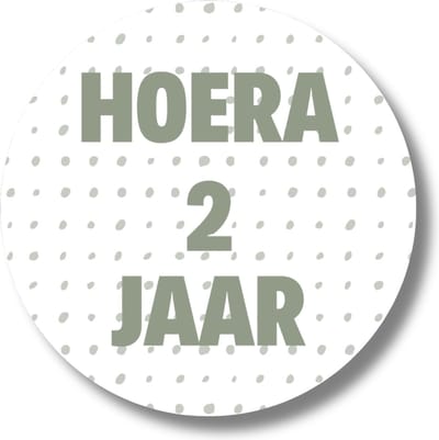 20 x Traktatiestickers Hoera 2 Jaar - Stickervel - Groene Cadeaustickers - Wensetiket - Rond 4 cm - Sluitsticker - 20 stuks - Groen Wit - Sticker 2e Verjaardag