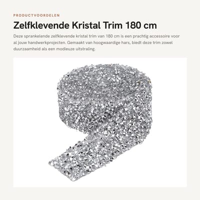Dailygoods- Decoratieve Band - Sprankelende Zelfklevende Trim - Hars Diamant Materiaal - 180 cm Lengte - 3 cm Breedte - Hoogwaardige Kwaliteit - Strassketting