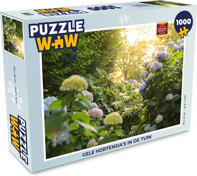 Puzzel Gele hortensia's in de tuin - Legpuzzel - Puzzel 1000 stukjes volwassenen