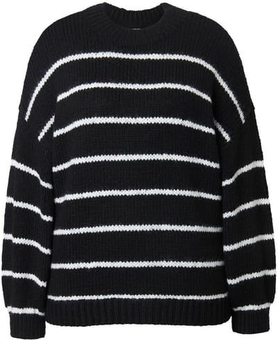 Studio Untold - Dames - Trui oversized strepen - Zwart - Maat 42+