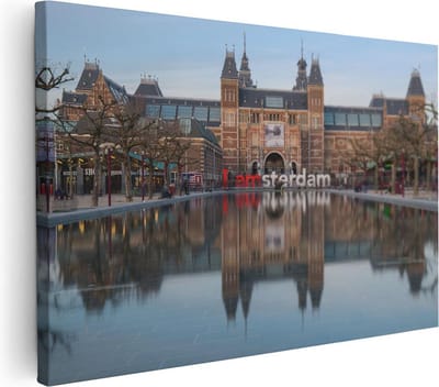 Artaza Canvas Schilderij Rijksmuseum - 30x20 cm - Klein - Wanddecoratie Amsterdam - Muurdecoratie Skyline - Kamer Accessoires Woonkamer