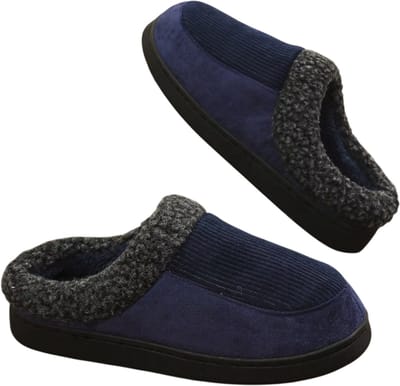Heren Sloffen Warme Pantoffels - Antislip Huisschoenen Binnen - Comfortabele Winter Slippers Katoen Fuzzy - Blauw - Maat 37