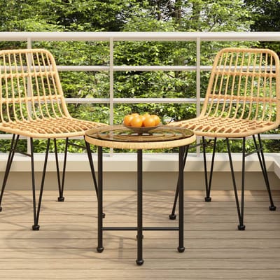vidaXL - Eettafel - Ø50 - cm - gehard - glas - en - staal