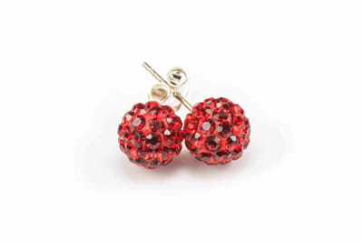 Karma Oorbellen Crystal Ball Red Zilver | 4 mm
