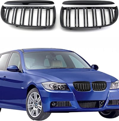 Glanzend Zwarte Radiatorgrille Dubbele Lamellen voor BMW 3 Serie E90 E91 (05-08)