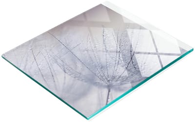 Decoratieve glazen snij- en serveerplank met paardenbloemzaadjes 60x52 cm