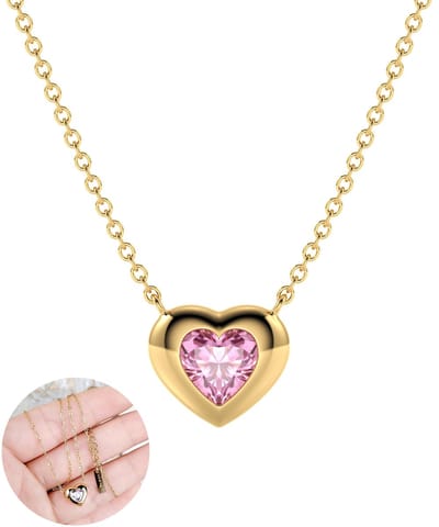 Semyco Ketting Dames – Goudkleurige Ketting met Hanger (Roze Hartje) – Verstelbaar – Waterproof – Giftbox – Astra