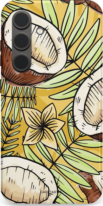 Casetastic Hoesje Geschikt voor Samsung S24 - Stijlvolle Beschermende Duo-layer Case - Zonnige Kokos Stijl
