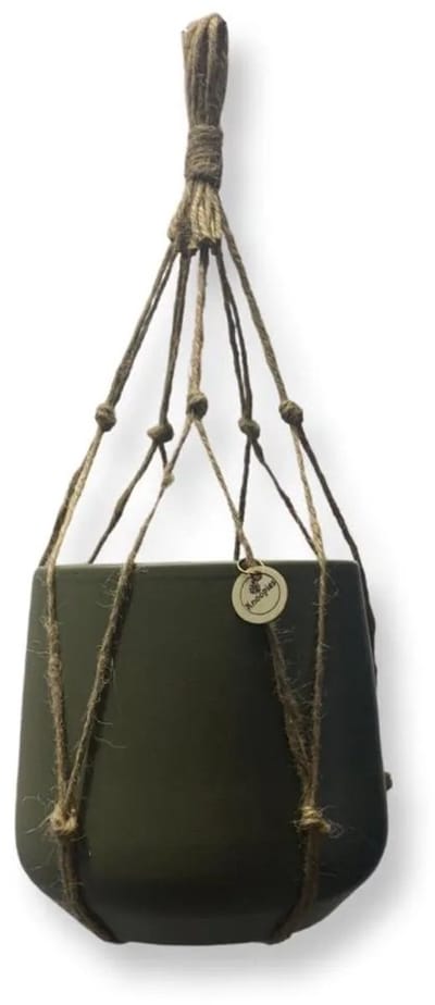 Plantenhanger Zonder Kwast - Jute - 40 cm lang - Geschikt voor Pot met Diameter van c.a. 10 cm - Handgemaakt in ons Macramé Atelier - Prijs per Stuk - Let op: Exclusief Pot - Inclusief Verzendkosten