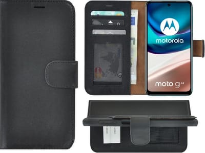 MoDo hoesje Geschikt voor Motorola Moto G42 - Leer Book Case - Zwart
