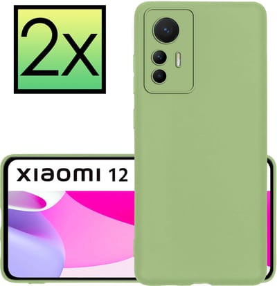 Hoesje - 2 Stuks - Geschikt voor Xiaomi 12 Lite - Sterk & Shockproof - Case Siliconen - Back Cover - Telefoon Hoes - Groen