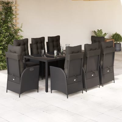 vidaXL - 9-delige - Tuinset - poly - rattan - zwart