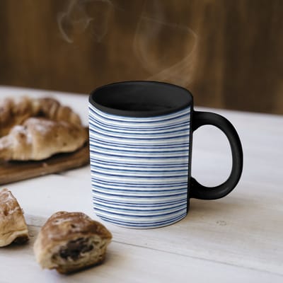Magische Mok - Foto op Warmte Mokken - Koffiemok - Frans - Citroen - Strepen - Blauw - Magic Mok - Beker - 350 ML - Theemok