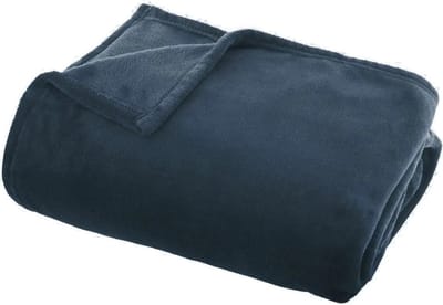 Atmosphera Plaid deken - denim blauw - polyester - 130 x 180 cm - Bankdeken - Fleece plaid