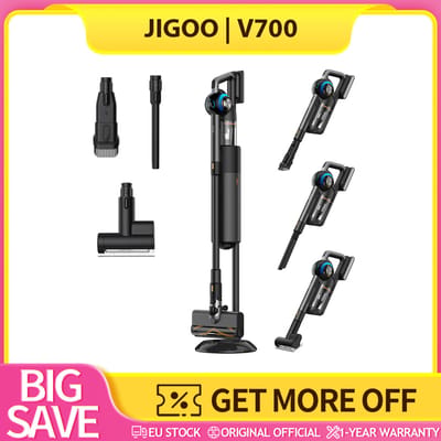 JIGOO V700 draadloze stofzuigerstation met 2,5 liter stofcapaciteit, automatische stofopvang, 480 W, 33 KPa zuigdruk, 3 standen