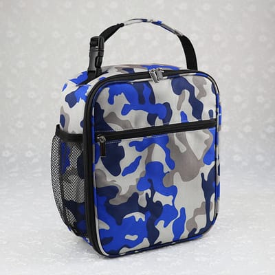 Geïsoleerde lunchtas Camo koeltas Draagbare draagtas Lunchbox tas voor jongens Meisjes Vrouwen Mannen naar school Kantoor Buiten - camouflageblauw