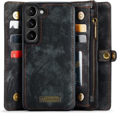 CaseMe Hoesje - Geschikt voor Samsung Galaxy S23 Hoesje - CaseMe 008 2-in-1 Book Case & Back Cover met Portemonnee - Zwart