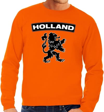 Oranje Holland zwarte leeuw sweater volwassenen S