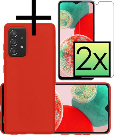 Hoesje - Met 2x Screenprotector - Geschikt voor Samsung Galaxy A23 - Sterk & Shockproof - Back Cover - Siliconen Case - Telefoon Hoes - Rood