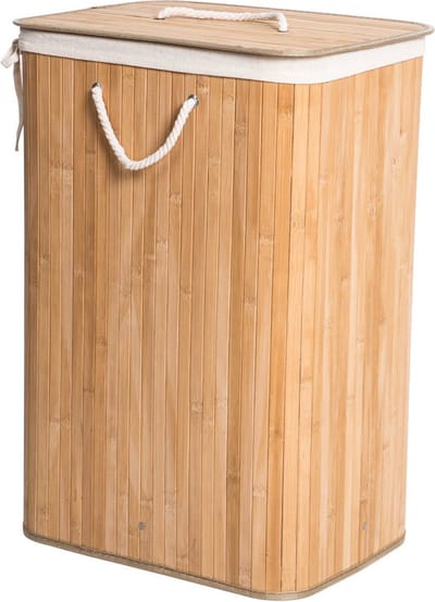 Grote Bamboe Wasmand met deksel - 80 L - Wasmand 1 Vak met stoffen waszak - Opvouwbaar - Wassorteerder - Naturel