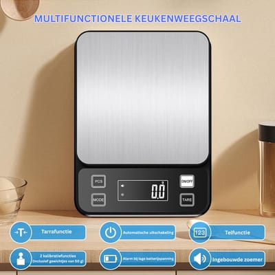 CRLYN® Weegschaal Keuken - Dierenweegschaal - Pakketweegschaal - Digitaal - Zwart