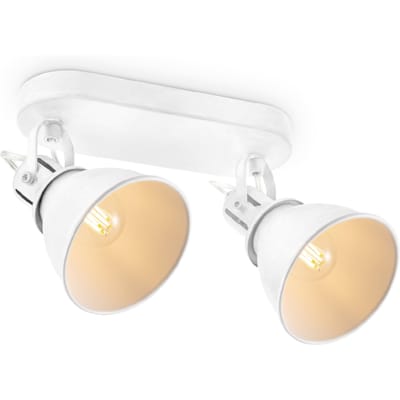 Industriële Plafondspots - Wit - Met 2 E14 Fitting - Metaal Spotlights - 24 x 10 x 20.5cm - Voor woonkamer en slaapkamer - Lichtbron niet inbegrepen