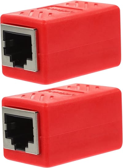 Ethernet Koppelaar - Netwerk Connector - Netwerk Uitbreiden - Vergulde Contacten - 35 mm - Rood