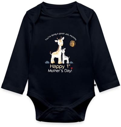 Giraf Gelukkige Eerste Moederdag Baby Rompertje Met Lange Mouwen