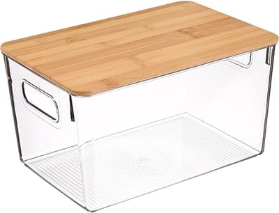 Keuken Opbergbakken - Voorraadkast Organizers - Hygiënisch Opbergen - Stapelbaar met Deksel - Groot 28.7cm - Transparant