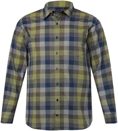 Men Plus - Heren - Geruit overhemd lange mouwen kentkraag comfortabele pasvorm - Asblauw - Maat 3XL