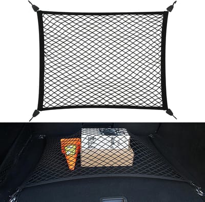 bagagenet, auto, 80 x 60 cm, strekt zich uit tot 200 x 110 cm, bagagenet met 4 haken, super elastisch, universeel kofferbaknet voor de meeste auto's, SUV's, caravans