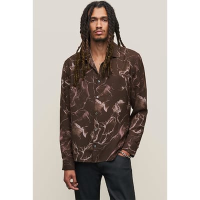 John Varvatos Straight Bottom Hem Shirt With Regular Collar Dark Plum Size: S | Casual Shirts Outlet | Heren | Bruin