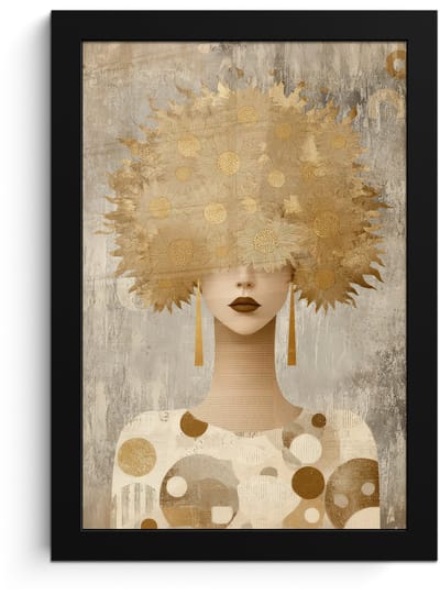 Poster in lijst - Fotolijst 20x30 cm - Posters - Goud - Portret - Vrouw - Posterlijst zwart - Decoratie - Wanddecoratie woonkamer - Muurdecoratie slaapkamer