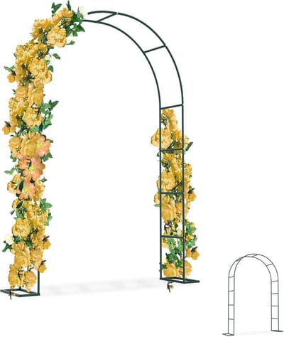 Rozenboog Metaal - Klimhulp Tuin - Decoratie Planten - Stabiele Constructie - 192x38x240cm - Donkergroen
