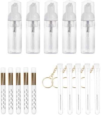Eyelash Shampoo Borstels en Foam Fles, 5 Mascara Borstels en 5 Peel Off Blackhead Verwijderaars voor Effectieve Oogmake-up Reiniging
