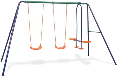 Schommelset Speeltoestel - Buitenspeelgoed Tuin - Kinderen Buiten Spelen - Vier Zits Mogelijk - 155 x 324 x 182 cm