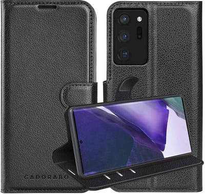 Cadorabo Hoesje geschikt voor Samsung Galaxy NOTE 20 ULTRA in PHANTOM ZWART - Beschermhoes met magnetische sluiting, standfunctie en kaartvakje Book Case Cover Etui