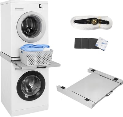 Universeel Verbindingframe voor Wasmachine en Drogen - Uittrekbare Handdoeksteun