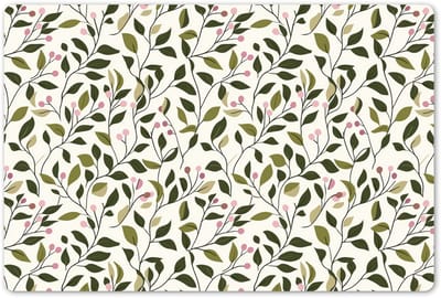 Placemats 45x30 cm - Placemat kunststof - 1 stuk - Bladeren - Bessen - Roze - Borden onderleggers - Decoratie voor op tafel - Keuken tafeldecoratie accessoires - Vinyl onderlegger - Tafelversiering