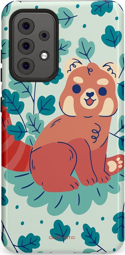 Casetastic Hoesje Geschikt voor Samsung A52 (4G/5G/s) - Stijlvolle Beschermende Duo-layer Case - Rode panda tuin