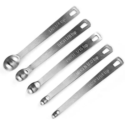 Mini Maatlepel Set Keuken Kruiden Maatlepel Vijfdelige Set Combinatie RVS Maatlepel 5-delige Set Bakgereedschap gray